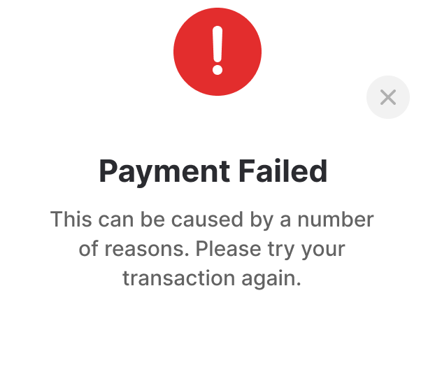 Payment Failed - High transaction fees